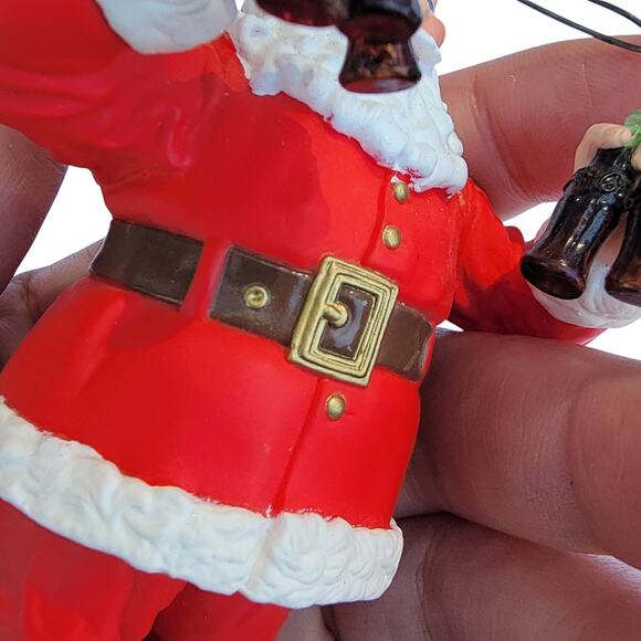 Vintage Coca-Cola Santa Ornament with Six-Pack Bottles 1990s Resin - Picture 9 of 10